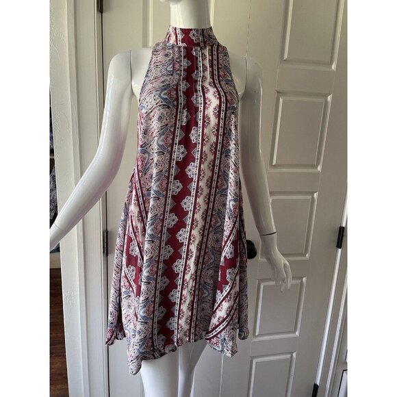 Free people Intimately free people high neck halter paisley boho dress size sm - Picture 1 of 14